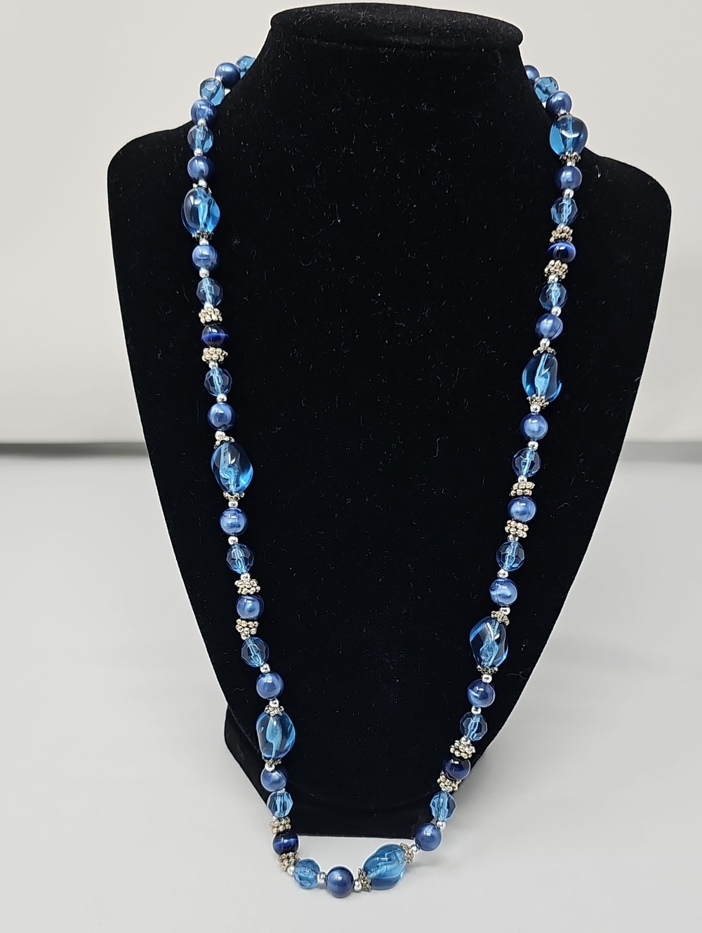 Blue Glass Bead Long Necklace - Women Jewelry